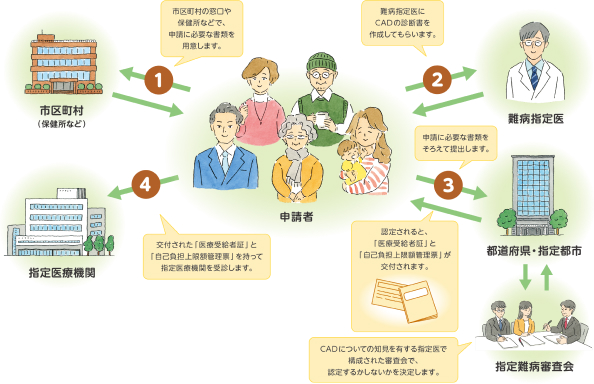 医療受給者証の交付：申請手続きの流れ イメージ